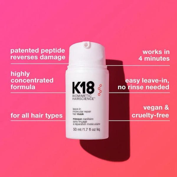 K18 Leave-In Molecular Repair Hair Mask – Strengthening & Damage Repair Treatment for Dry, Damaged, and Color-Treated Hair